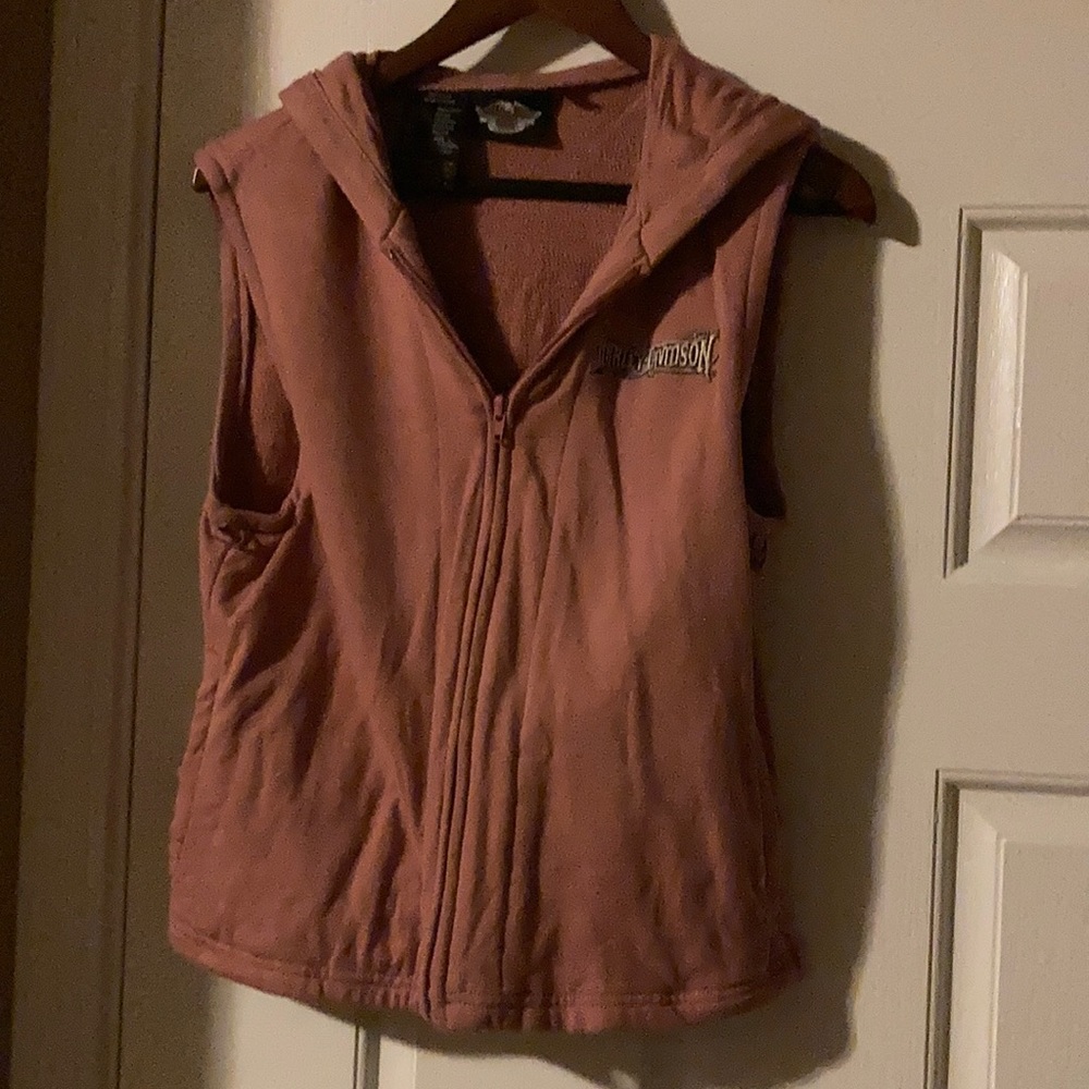 Pink Harley Davidson vest, can wear under jacket.